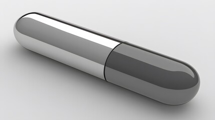 Sleek Metallic Capsule Design Modern Shiny Pill