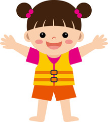 구명조끼를 입은 어린이