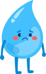 Sad Water Drop Character

