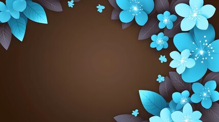 Elegant Blue Flowers Brown Background Floral Design