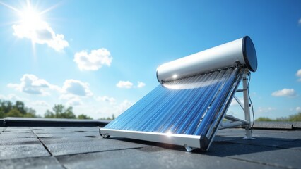 Solar water heater system installed on a rooftop.