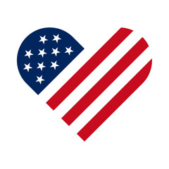 United States flag in heart shape