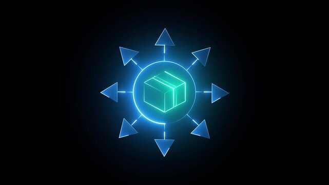 ✅ Distribution, E-Commerce, Delivery, and Logistics Chain Concept &ndash; 4K Motion Graphic Animation of Parcel with Arrow Line Icon on Transparent Background