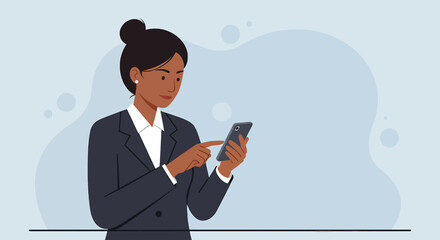 a woman in a suit is using her cell