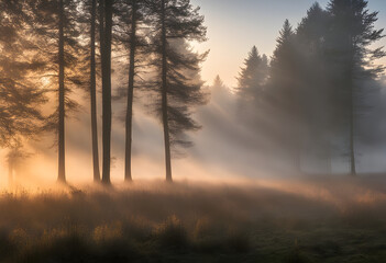 morning mist in the forest
