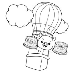 Happy Birthday Coloring Page with cute pig