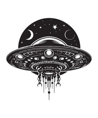 Ufo Alien Icon Vector Design on White Background.