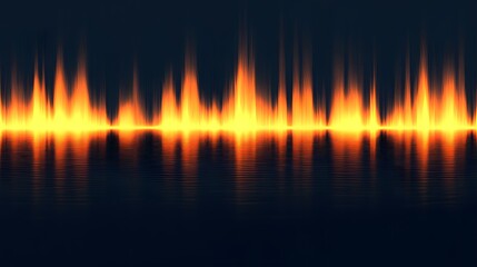 Naklejka premium Fiery Waves Abstract Background Orange Flames Reflecting on Dark Water