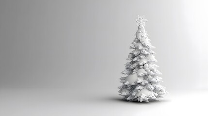 Monochromatic Christmas Tree 3D Render Festive Winter Holiday Season Decoration