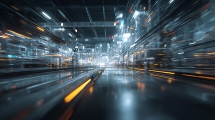 Smart industry concept with abstract high-speed data &ndash; digital transformation and automation

