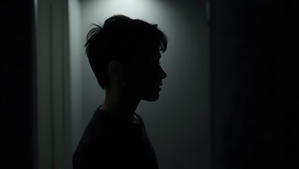 Silhouette of a Teenager Lost in Thought A High-Resolution Stock Photo