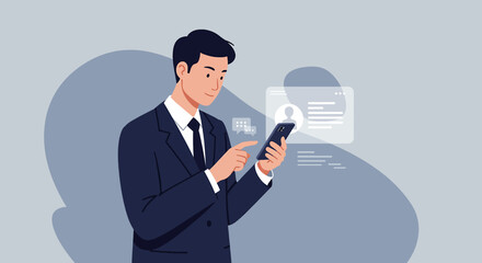a man in a suit is using his phone