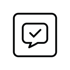 Black and White of Approved Speech Bubble in Rounded Square Outline