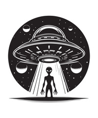 Ufo Alien Icon Vector Design on White Background.