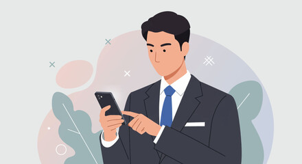 a man in a suit is using his phone