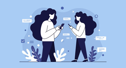 two people standing in front of a plant