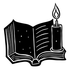 This book and candle silhouette adds a warm glow to World Book Day designs—perfect for bookmarks, posters, or digital prints.