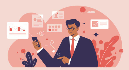 a man in a suit is using a cell