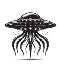 Ufo Alien Icon Vector Design on White Background.
