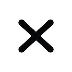 Black Cross Mark Icon, Rounded Shape, Transparent Background, Delete or Cancel Symbol