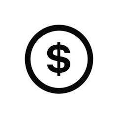 Obraz premium Black Dollar Sign in a Circle on White Backdrop Simple Design