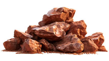 Red rocks pile isolated black background