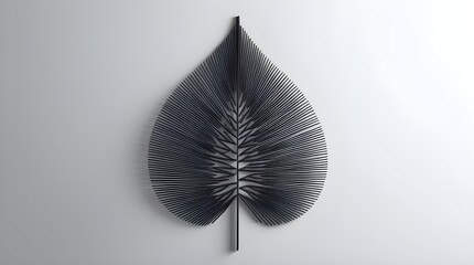 Beautifully arranged black straight lines forming a full leaf shape on a white background.