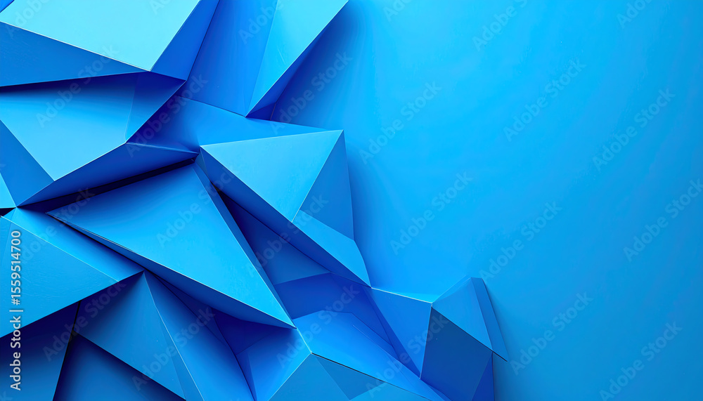 Poster abstract blue geometric shapes create a dynamic, modern background with sharp angles and a vibrant c