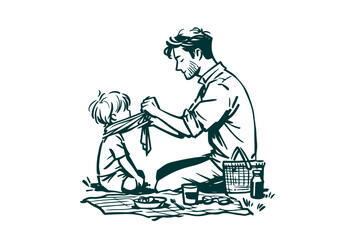 Summer picnic sketch hand drawn vector illustration