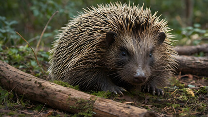  A porcupine curls up in a cozy hollow beneath a fallen log ai