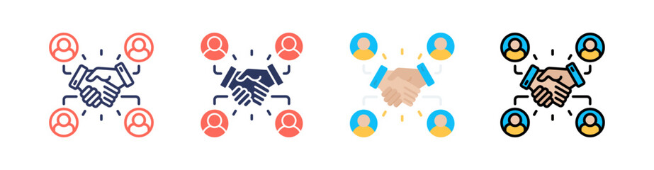 Fototapeta premium Collaboration Multi Style Icon Set Vector 