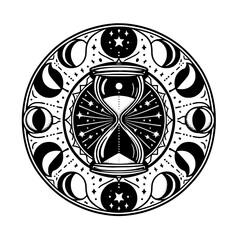 Hourglass and Moon Phases Combination SVG