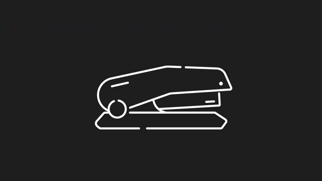 Stapler white line animation. Stapler icon animation for presentations, websites, or educational videos featuring a moving line drawing of a stapler in action. Great for officethemed designs.