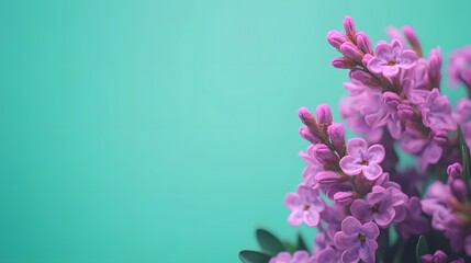 Fototapeta premium Stunning Purple Lilac Flowers on Teal Background