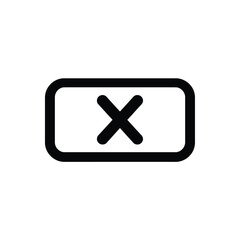 Obraz premium Black X Symbol in Rounded Rectangle Outline, White Background, Icon