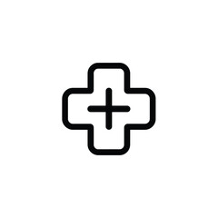 Fototapeta premium Bold Outline Black Plus Sign on White Background Medical, Addition, Cross Symbol