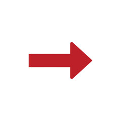 Bold Red Arrow Pointing Right, Isolated Sign on White Background, Simple and Clean