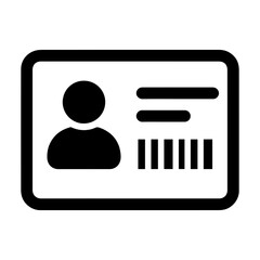 Student ID card icon with photo and barcode on transparent background representing identification and access
