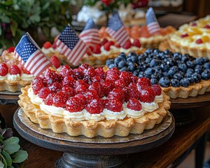 Festive fruit tarts decorated with American flags