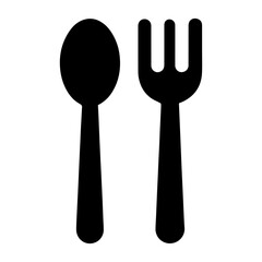 Utensils icon with fork and spoon on transparent background representing dining and food service
