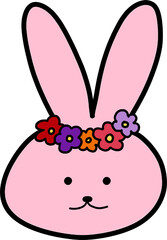 Obraz premium Cute Bunny Character with Flower Crown Illustration