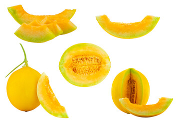 High Quality PNG Picture of orange honeydew melon melon on white background