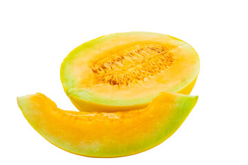 High Quality PNG Picture of honeydew melon slice isolated on white background.