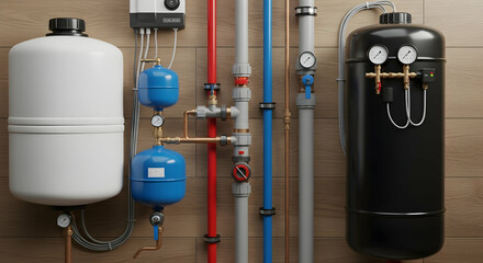 Modern Hot Water Tank System and Plumbing Infrastructure