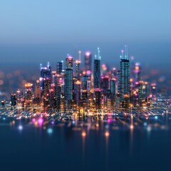 Fototapeta premium Futuristic Cityscape with Business Opportunities and Scalability Potential