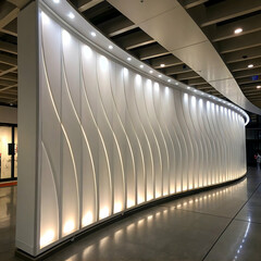 Obraz premium Folded arc wall for elegant modern 3D renders and clean futuristic abstract minimal digital white backgrounds