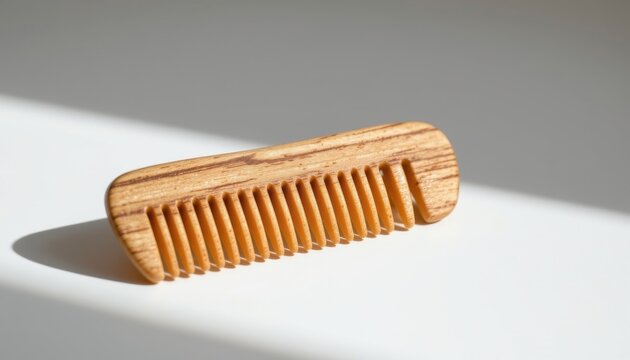 a wooden comb, pastel tone or minimalist design, unbranded, no label, no text, no logo, clean surface, isolated on a pure white background with no shadow, ultra high resolution, 8k, 300dpi