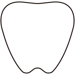 Cute White Tooth Icon with Black Outline – Dental Vector Illustration