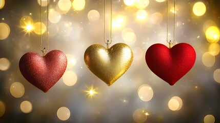 Sparkling Glitter Hearts Hanging Decor Romantic Valentine's Day