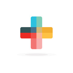 Colorful Plus Sign Featuring Pastel Colors, Rounded Edges, and Minimalist Design